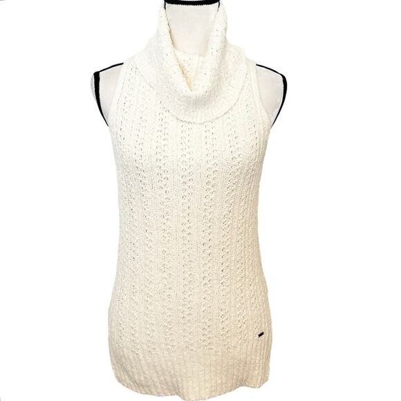 Hollister California Cream Sleeveless Turtleneck Knit Tunic Sweater Size S - Picture 1 of 5